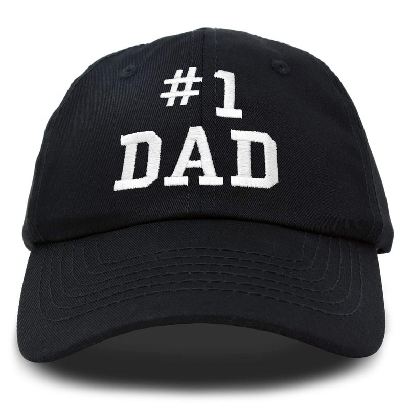 DALIX #1 Dad Hat Number One Embroidered Baseball Cap Black - Image 1